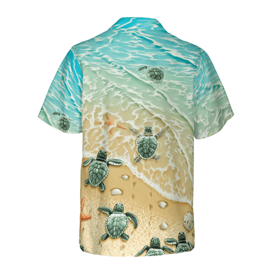 Baby Sea Turtle Hawaiian Shirt, Sand Beach, Sea Turtle Aloha Shirt For Men - Perfect Gift For Turtle Lovers, Husband, Boyfriend, Friend, Family - Amzanimalsgift