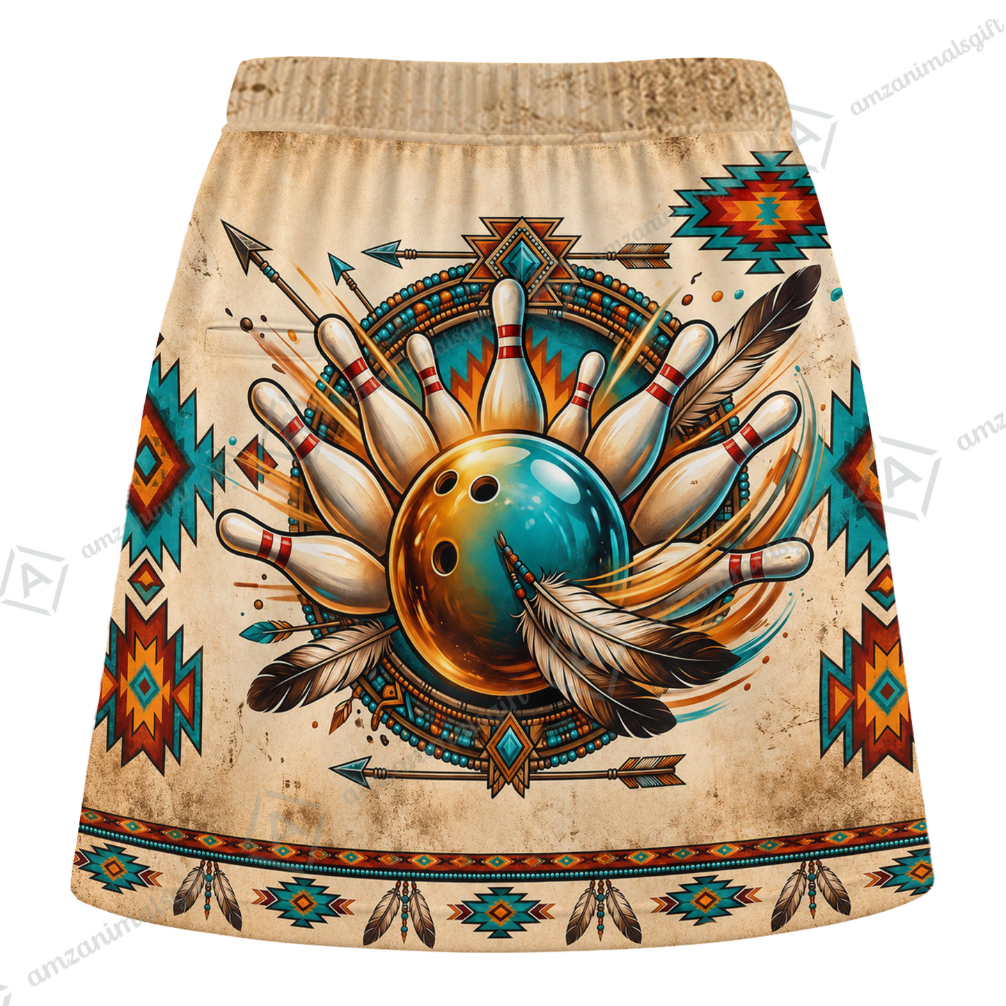 Customized Bowling Trouser Skirts With Shorts Underneath, Bowling Native American With Pockets