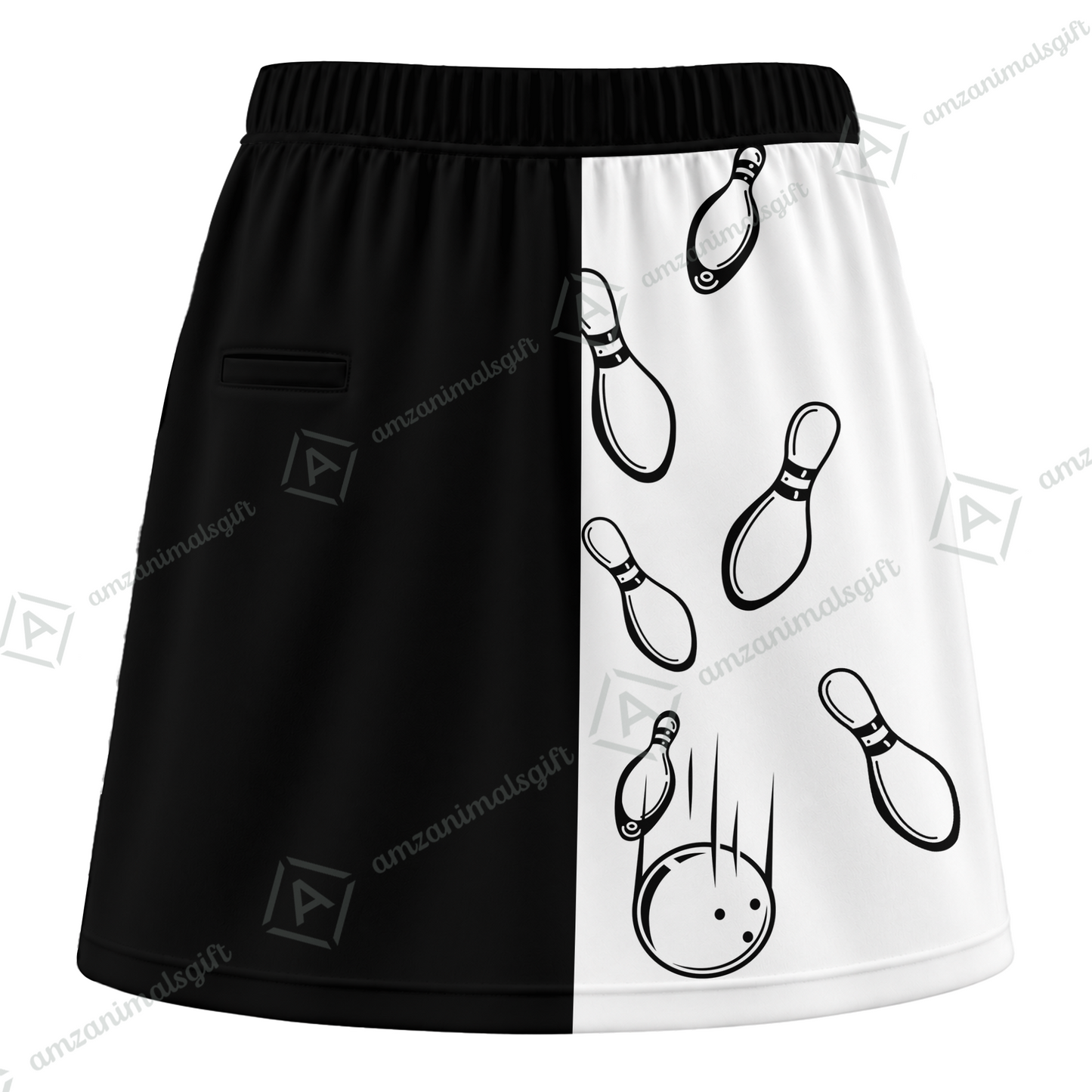 Customized Bowling Trouser Skirts With Shorts Underneath, Bowling Split Color With Pockets