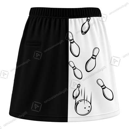 Customized Bowling Trouser Skirts With Shorts Underneath, Bowling Split Color With Pockets