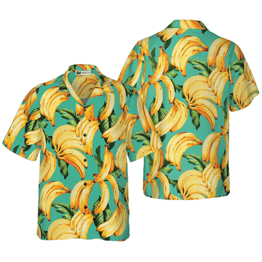 Banana Pattern Hawaiian Shirt, Tropical Leaves Colorful Summer Aloha Shirt For Men Women, Perfect Gift For Friend, Team - Amzanimalsgift