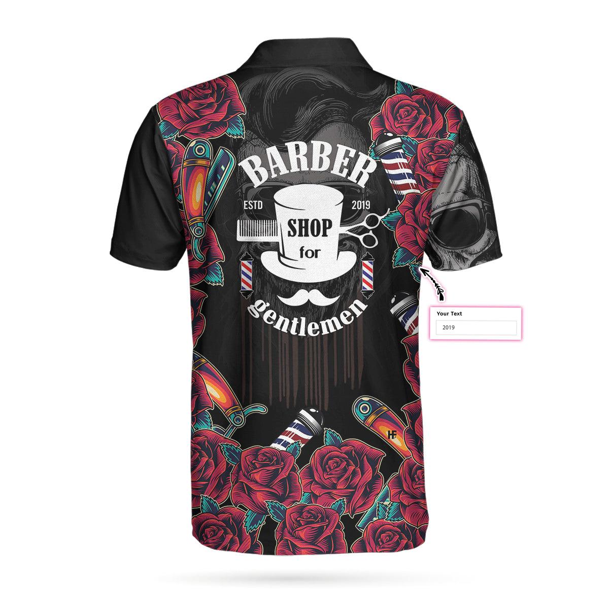 Barber Customized Men Polo Shirt, Barber Shop For Gentleman, Skull Barber Polo Shirt - Best Gift For Men, Barber - Amzanimalsgift