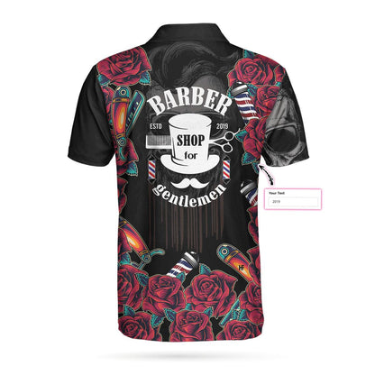 Barber Customized Men Polo Shirt, Barber Shop For Gentleman, Skull Barber Polo Shirt - Best Gift For Men, Barber - Amzanimalsgift