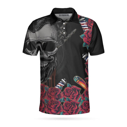 Barber Customized Men Polo Shirt, Barber Shop For Gentleman, Skull Barber Polo Shirt - Best Gift For Men, Barber - Amzanimalsgift