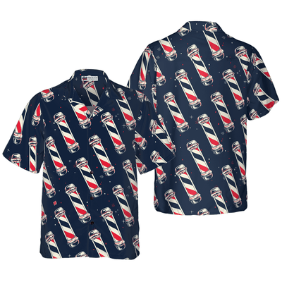 Barber Hawaiian Shirt, Barber Pole Aloha Shirt For Men - Perfect Gift For Barber, Husband, Boyfriend, Friend, Family - Amzanimalsgift