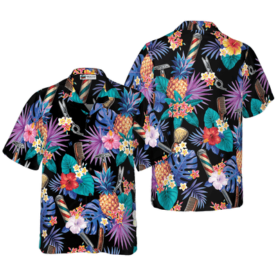 Barber Hawaiian Shirt, Barber Tools & The Tropical Leaves Aloha Shirt For Men - Perfect Gift For Baber, Friend, Family - Amzanimalsgift