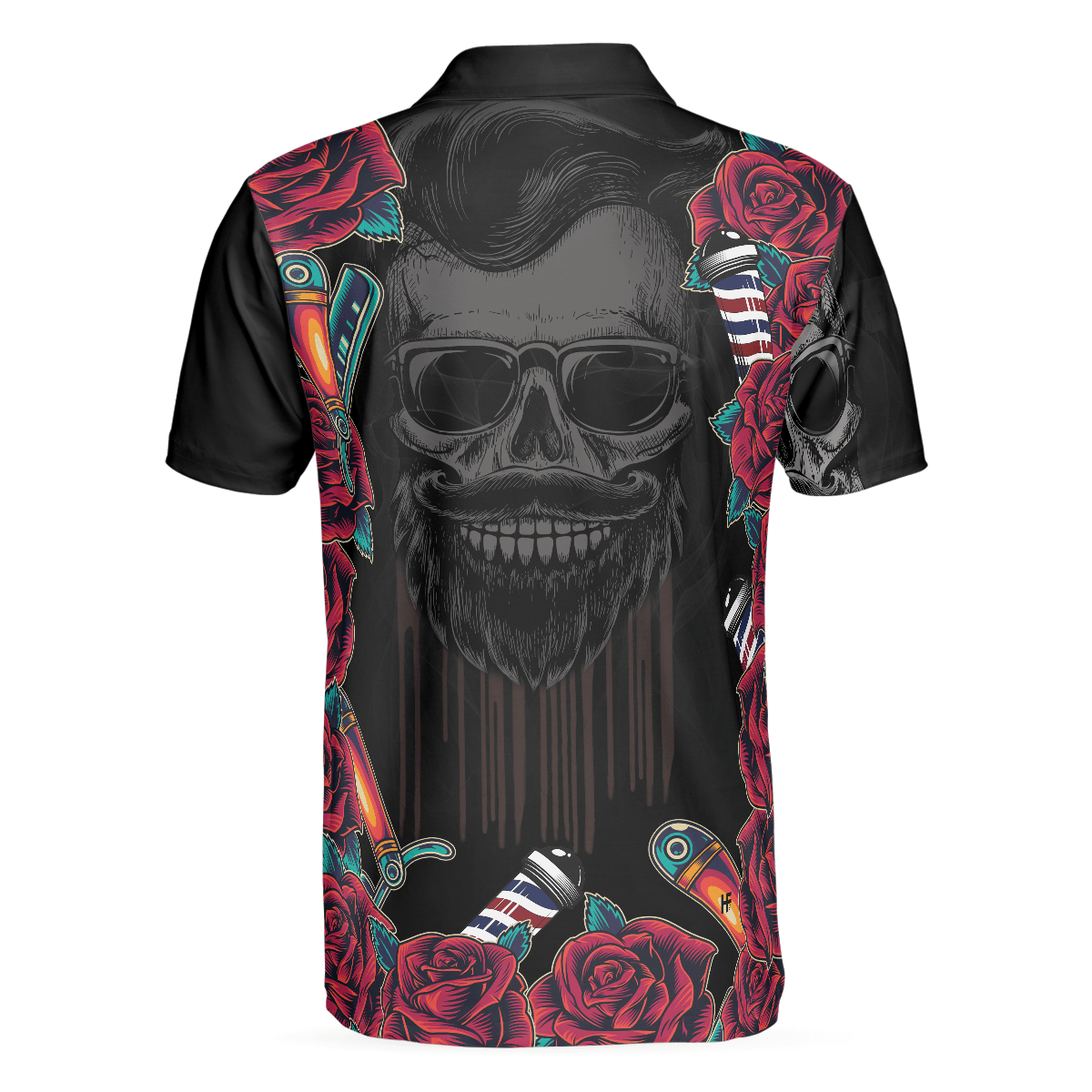 Barber Men Polo Shirt, Barber Shop For Gentleman, Rose & Skull Polo Shirt, Best Barber Shirt For Men, Barber - Amzanimalsgift