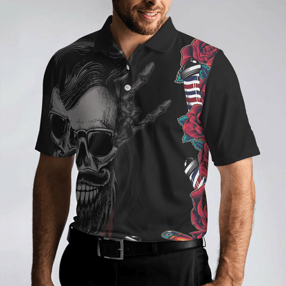 Barber Men Polo Shirt, Barber Shop For Gentleman, Rose & Skull Polo Shirt, Best Barber Shirt For Men, Barber - Amzanimalsgift