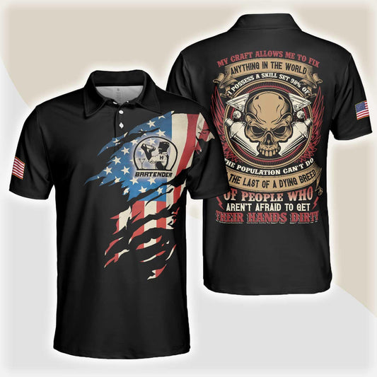 Bartender Men Polo Shirt, My Craft Allows Me To Fix Anything, Ripped American Flag Polo Shirt - Best Shirt For Men, Bartender - Amzanimalsgift