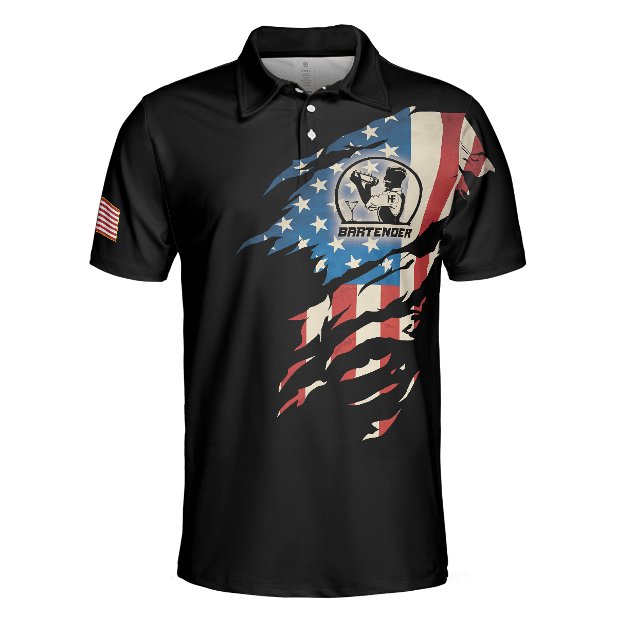 Bartender Men Polo Shirt, My Craft Allows Me To Fix Anything, Ripped American Flag Polo Shirt - Best Shirt For Men, Bartender - Amzanimalsgift