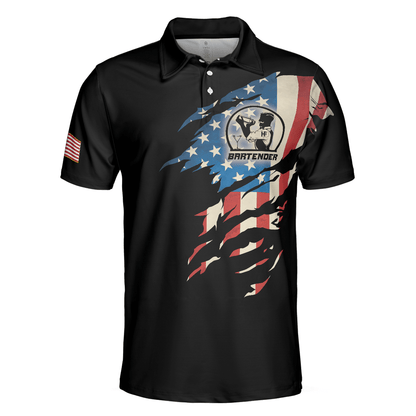 Bartender Men Polo Shirt, My Craft Allows Me To Fix Anything, Ripped American Flag Polo Shirt - Best Shirt For Men, Bartender - Amzanimalsgift