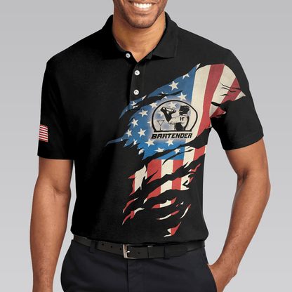 Bartender Men Polo Shirt, My Craft Allows Me To Fix Anything, Ripped American Flag Polo Shirt - Best Shirt For Men, Bartender - Amzanimalsgift
