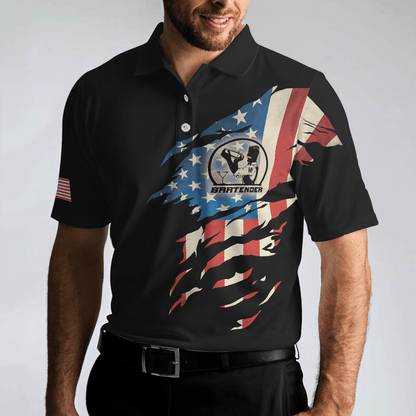 Bartender Men Polo Shirt, My Craft Allows Me To Fix Anything, Ripped American Flag Polo Shirt - Best Shirt For Men, Bartender - Amzanimalsgift