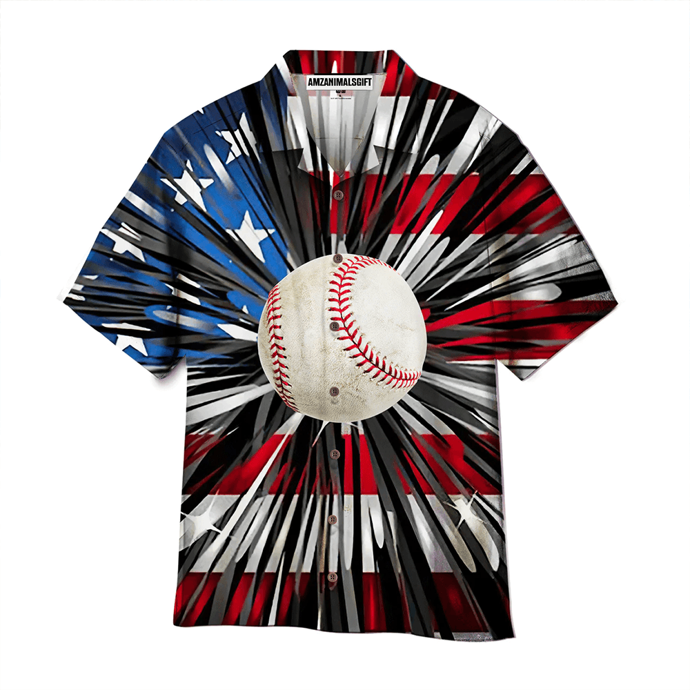 Baseball American Flag Aloha Hawaiian Shirts For Men Women, 4th July Gift For Summer, Friend, Family, Patriot, Independence Day, Baseball Lovers - Amzanimalsgift