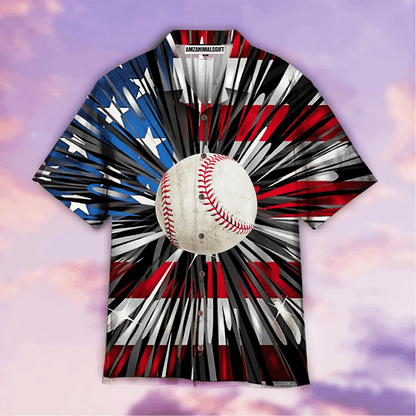 Baseball American Flag Aloha Hawaiian Shirts For Men Women, 4th July Gift For Summer, Friend, Family, Patriot, Independence Day, Baseball Lovers - Amzanimalsgift