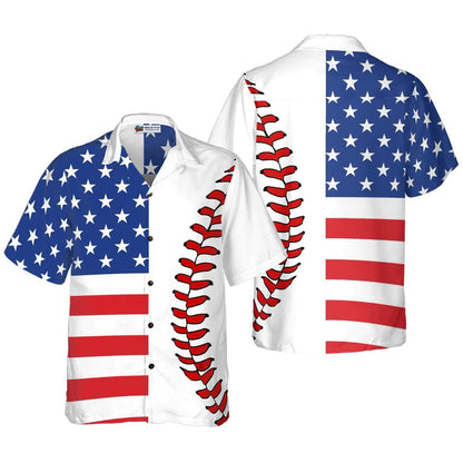 Baseball American Flag Hawaiian Shirt, Baseball Aloha Shirt, American Flag Hawaiian Shirt - Gift For Men Women, Friends, Family - Amzanimalsgift