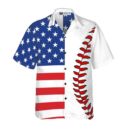 Baseball American Flag Hawaiian Shirt, Baseball Aloha Shirt, American Flag Hawaiian Shirt - Gift For Men Women, Friends, Family - Amzanimalsgift