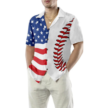 Baseball American Flag Hawaiian Shirt, Baseball Aloha Shirt, American Flag Hawaiian Shirt - Gift For Men Women, Friends, Family - Amzanimalsgift