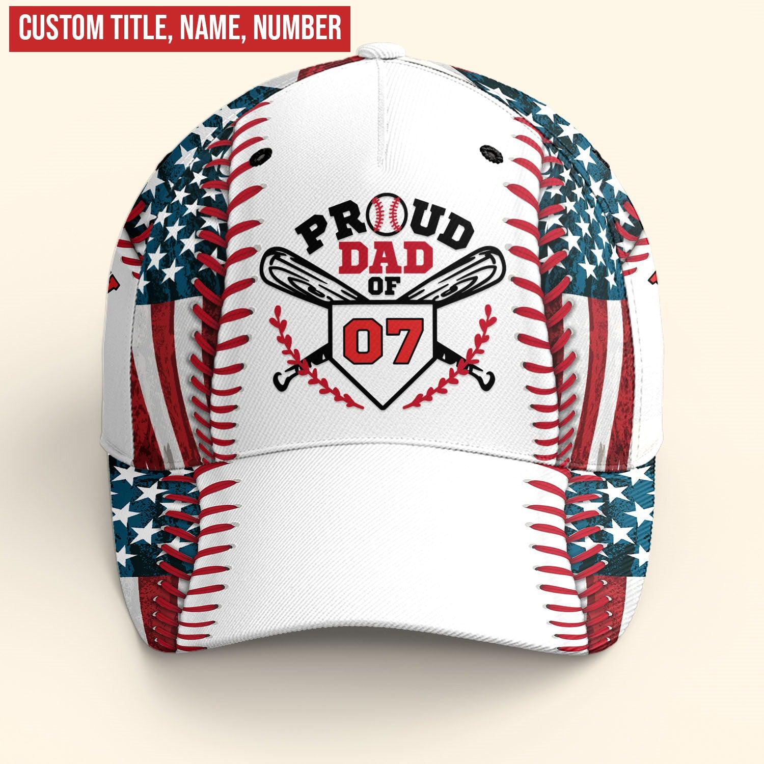 Baseball Classic Cap Custom Name and Number, Personalized Proud Dad Of A Baseball Player - Gift for Father's Day, Dad, Family - Amzanimalsgift