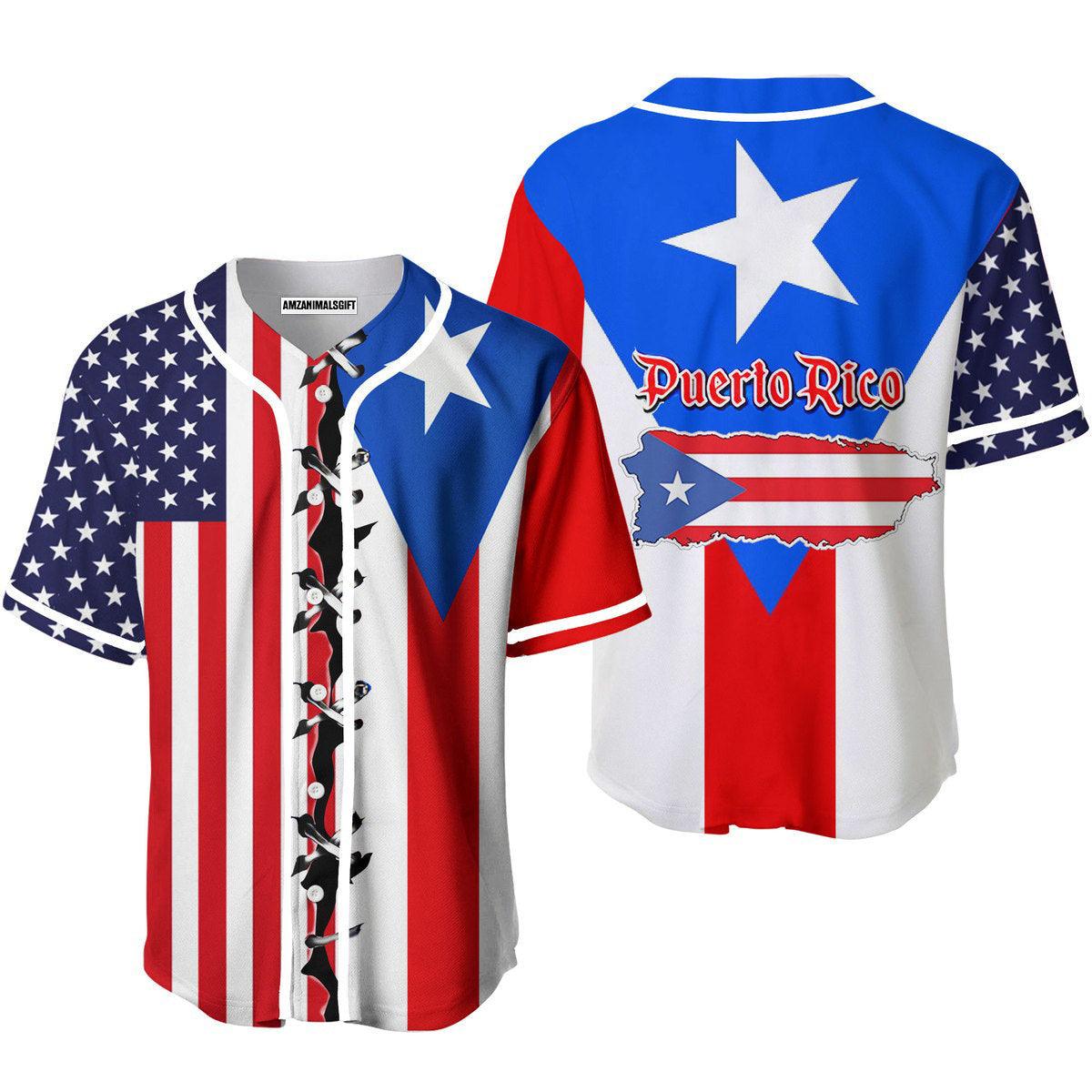 Baseball Jerseys, Puerto Rico Flag Baseball Jerseys For Men And Women - Perfect Gift For Friend, Family - Amzanimalsgift