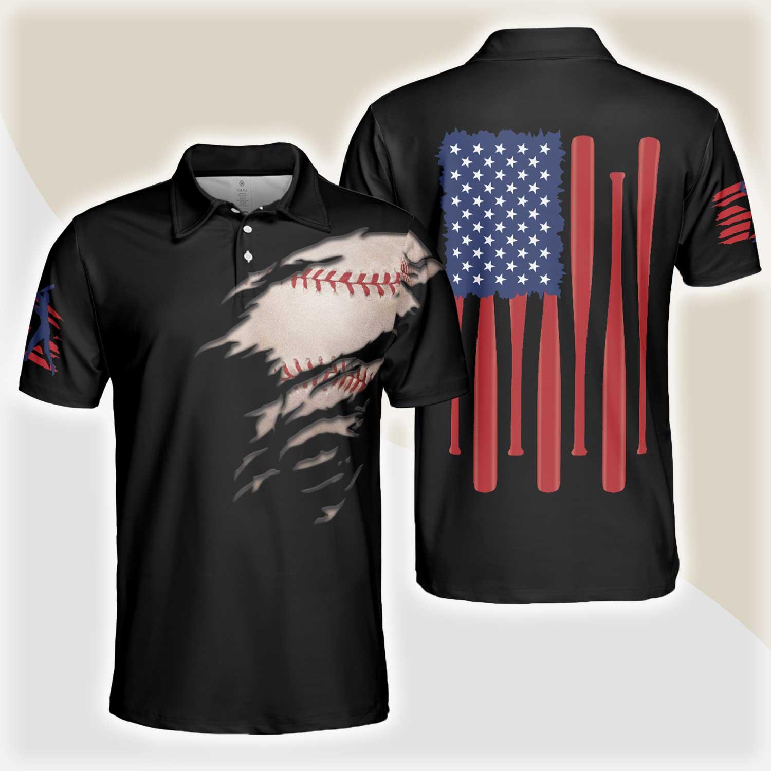Baseball Men Polo Shirt, American Flag Baseball Polo Shirt For Men, Patriotic Polo Shirt For Men - Gift For Baseball Lovers, Baseball Players - Amzanimalsgift