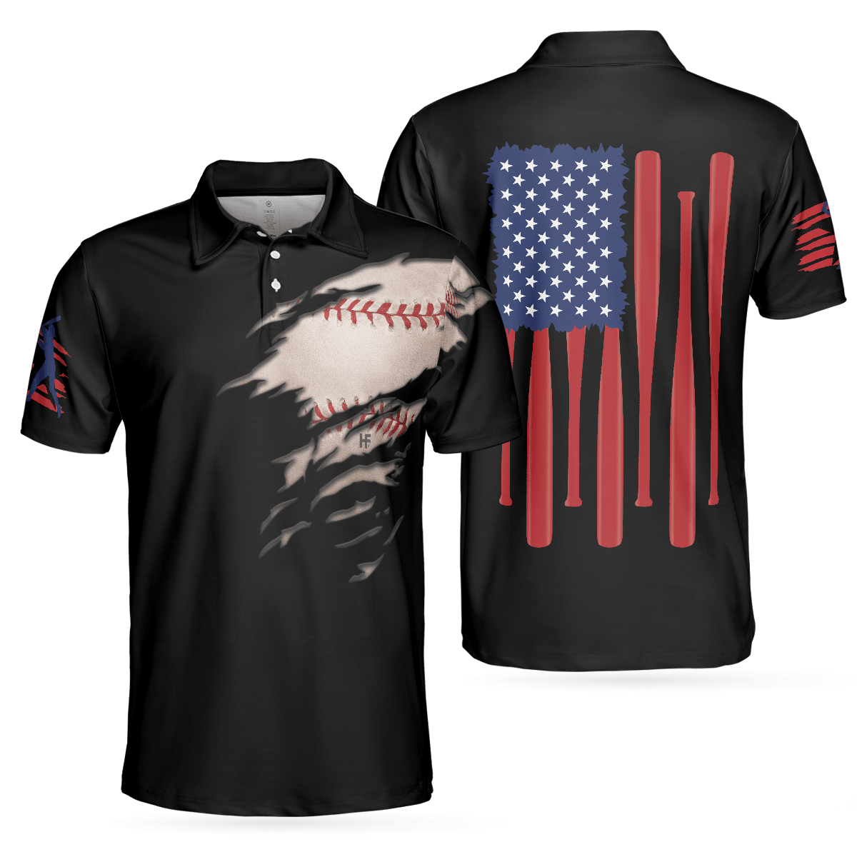 Baseball Men Polo Shirt, American Flag Baseball Polo Shirt For Men, Patriotic Polo Shirt For Men - Gift For Baseball Lovers, Baseball Players - Amzanimalsgift