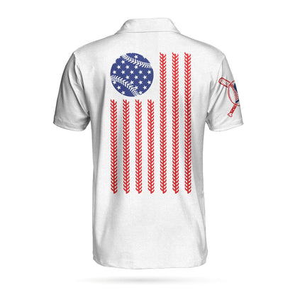 Baseball Men Polo Shirt, American Flag, White Baseball USA Flag Polo Shirt For Men - Gift For Baseball Players, Baseball Lovers - Amzanimalsgift