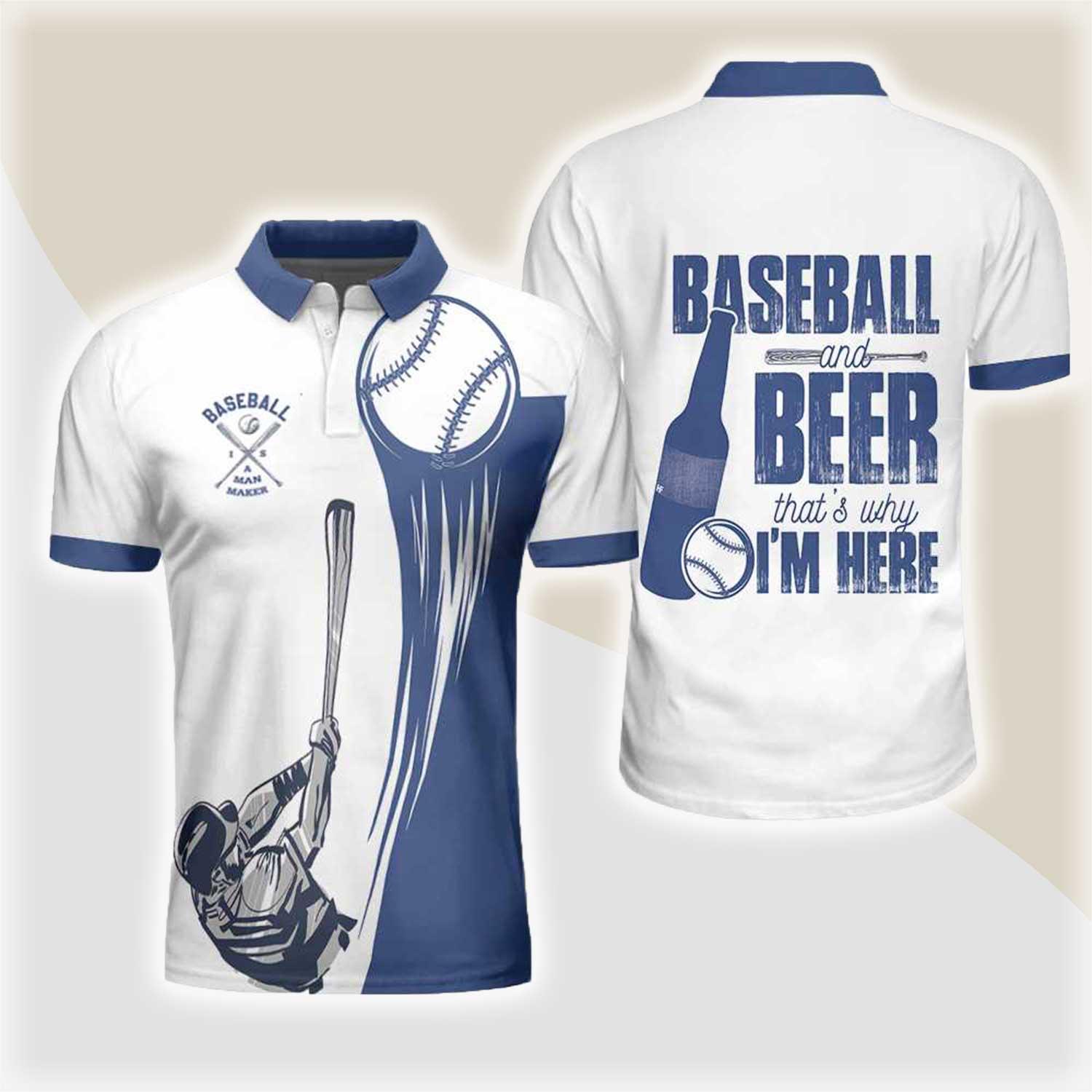 Baseball Men Polo Shirt, Baseball And Beer That's Why I'm Here Shirt For Men, Home Run Polo Shirt - Gift For Baseball Lovers, Beer Lovers - Amzanimalsgift