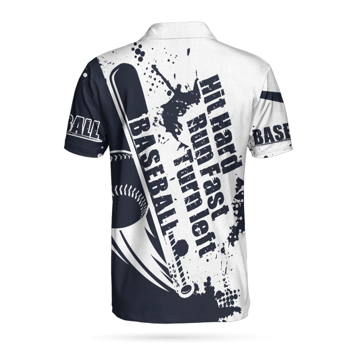 Baseball Men Polo Shirt, Baseball Lover Hit Hard Run Fast Turn Left, Wet Paint Baseball Polo Shirt, Best Baseball Shirt For Men, Gift For Baseball Lovers - Amzanimalsgift