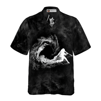 Baseball Player On Smoke Background Hawaiian Shirt, Colorful Summer Aloha Shirt For Men Women, Perfect Gift For Friend, Husband, Wife, Baseball Lovers - Amzanimalsgift