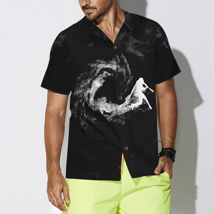 Baseball Player On Smoke Background Hawaiian Shirt, Colorful Summer Aloha Shirt For Men Women, Perfect Gift For Friend, Husband, Wife, Baseball Lovers - Amzanimalsgift