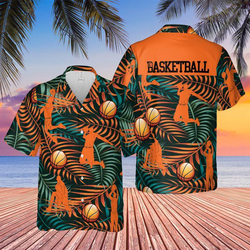 Basketball Aloha Hawaiian Shirts For Summer, Tropical Hawaiian Shirt For Mens Son Boyfriend Clothes, Gift For Friend, Family, Basketball Lovers - Amzanimalsgift