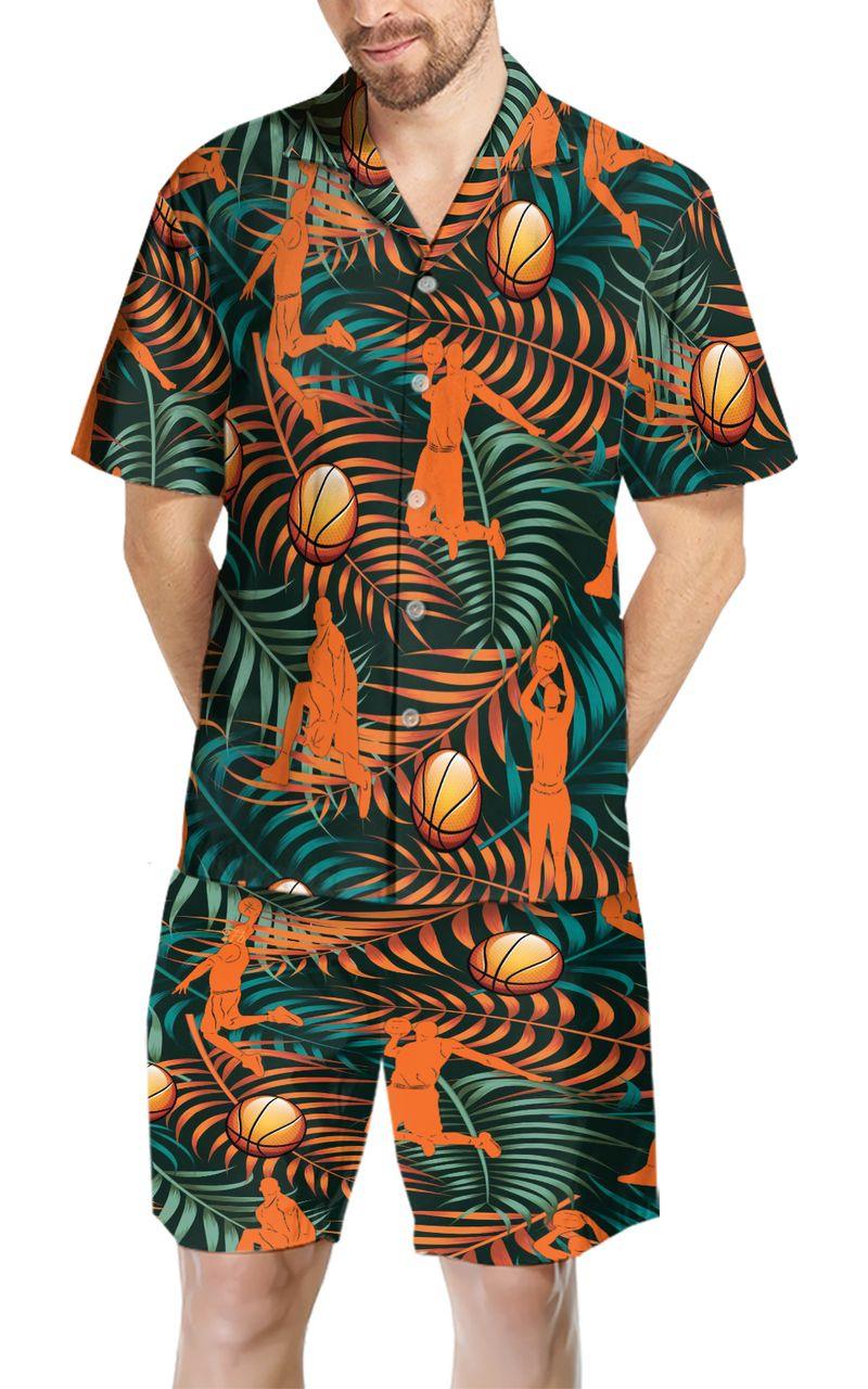 Basketball Aloha Hawaiian Shirts For Summer, Tropical Hawaiian Shirt For Mens Son Boyfriend Clothes, Gift For Friend, Family, Basketball Lovers - Amzanimalsgift