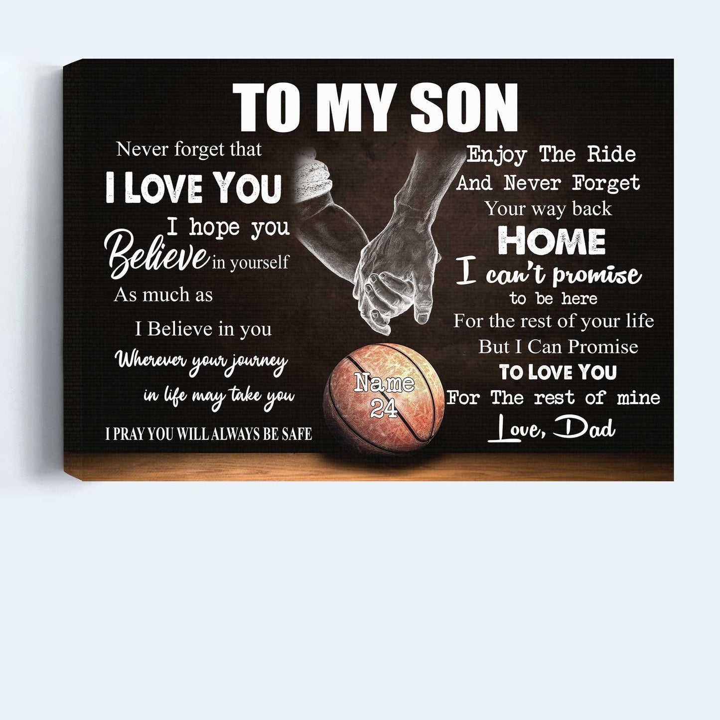 Basketball Landscape Canvas Custom Name And Number - To My Son I hope You Believe In Yourself Premium Wrapped Canvas - Gift For Basketball Players - Amzanimalsgift