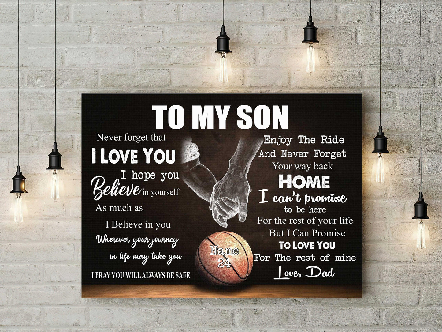 Basketball Landscape Canvas Custom Name And Number - To My Son I hope You Believe In Yourself Premium Wrapped Canvas - Gift For Basketball Players - Amzanimalsgift