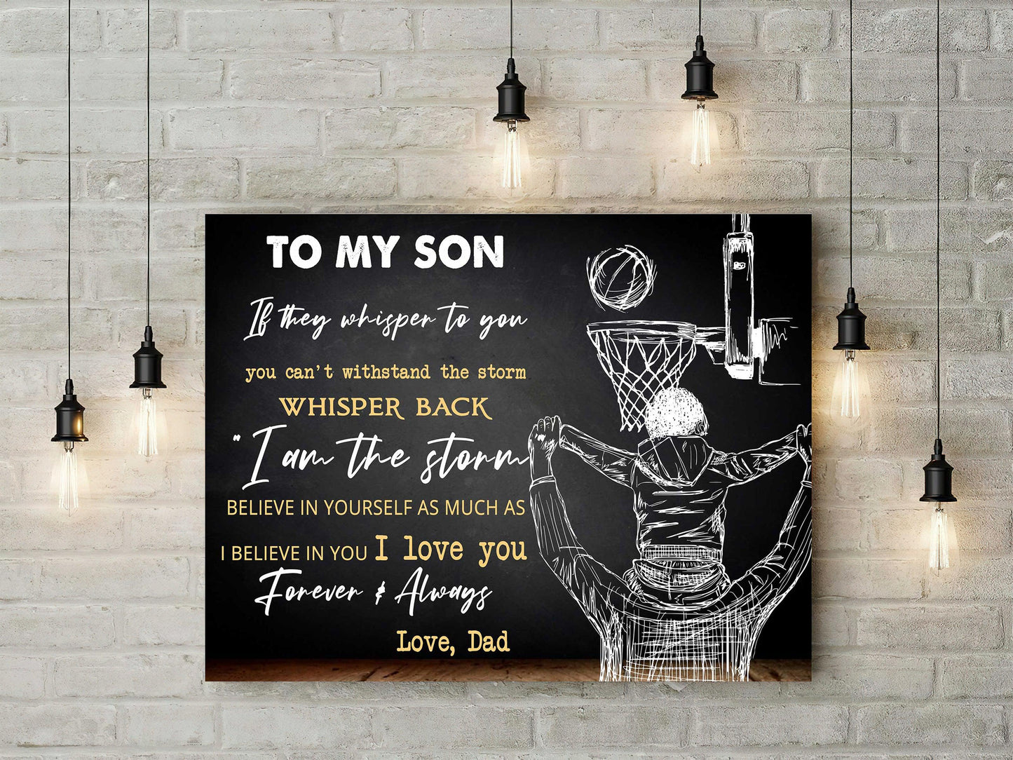 Basketball Landscape Canvas - To My Son Believe in yourself as much as i believe in you Premium Wrapped Canvas - Gift For Basketball Players, Family - Amzanimalsgift