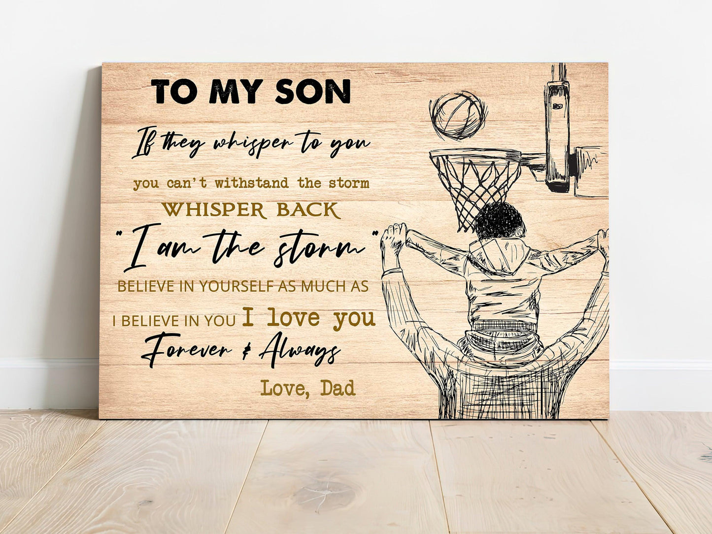 Basketball Landscape Canvas - To My Son Believe in yourself as much as i believe in you Premium Wrapped Canvas - Gift For Basketball Players, Family - Amzanimalsgift