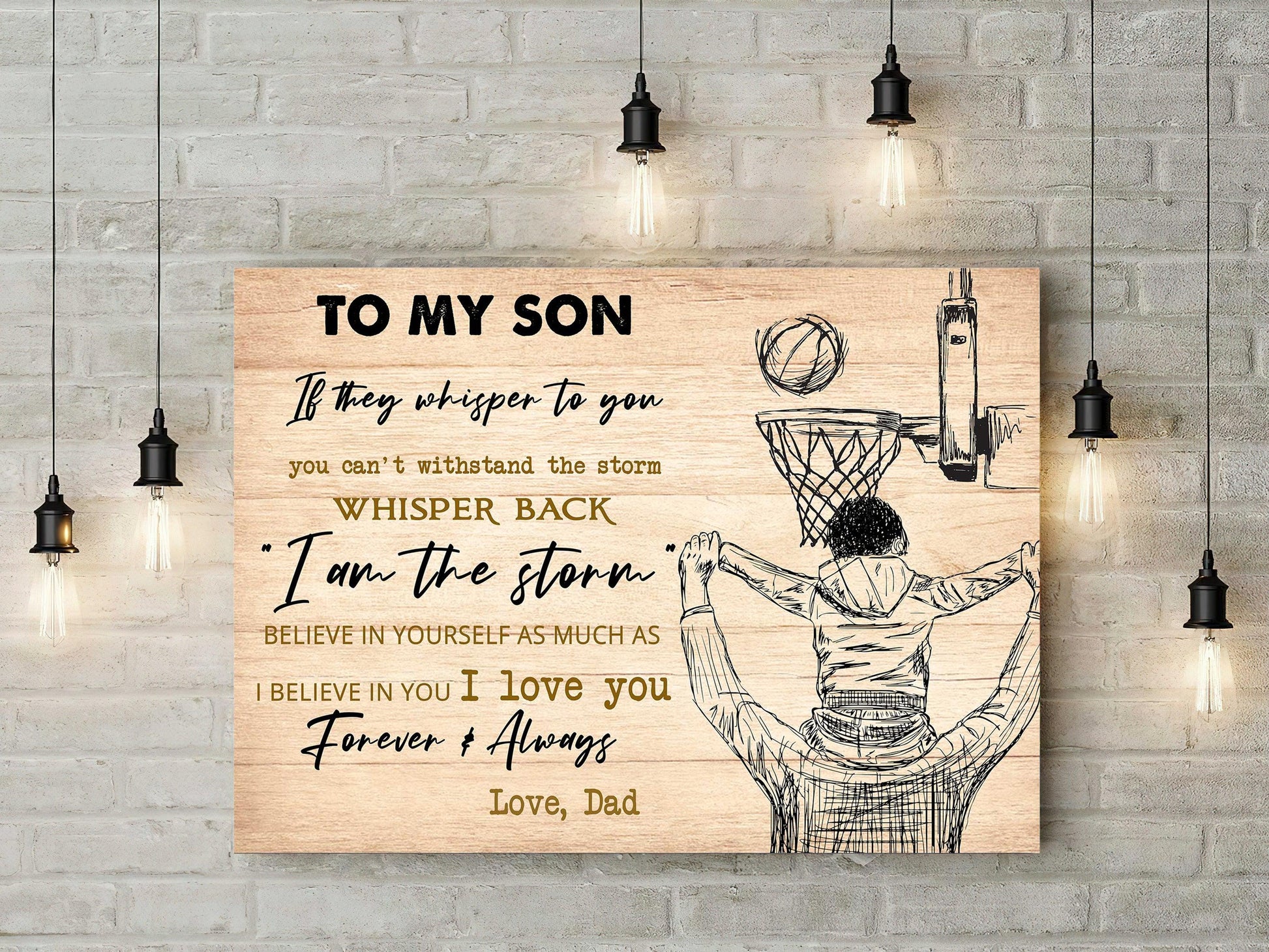 Basketball Landscape Canvas - To My Son Believe in yourself as much as i believe in you Premium Wrapped Canvas - Gift For Basketball Players, Family - Amzanimalsgift