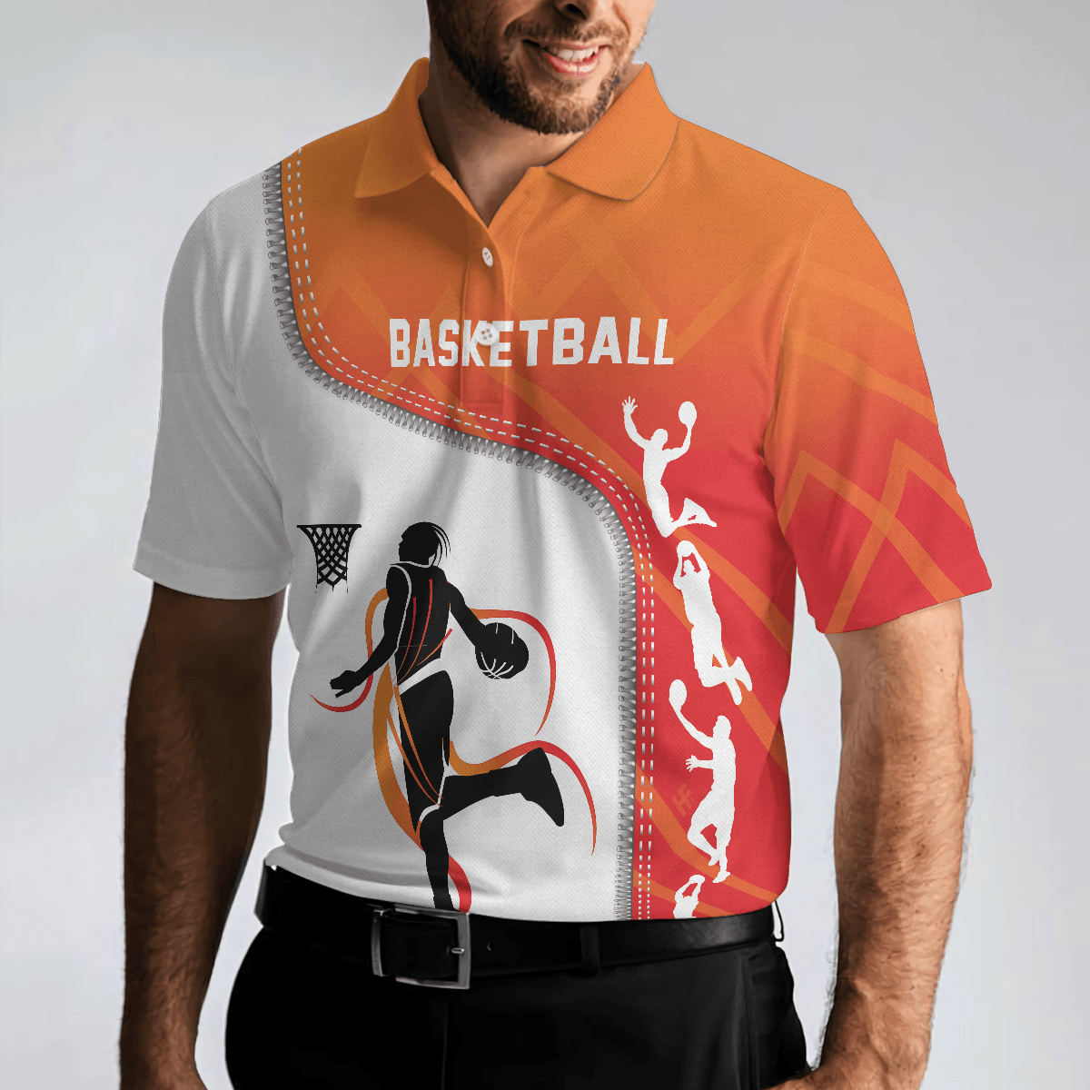 Basketball Men Polo Shirt, Basketball Is Life, White Basketball Themed Shirt For Adults - Gift For Men, Basketball Lovers, Basketball Players - Amzanimalsgift