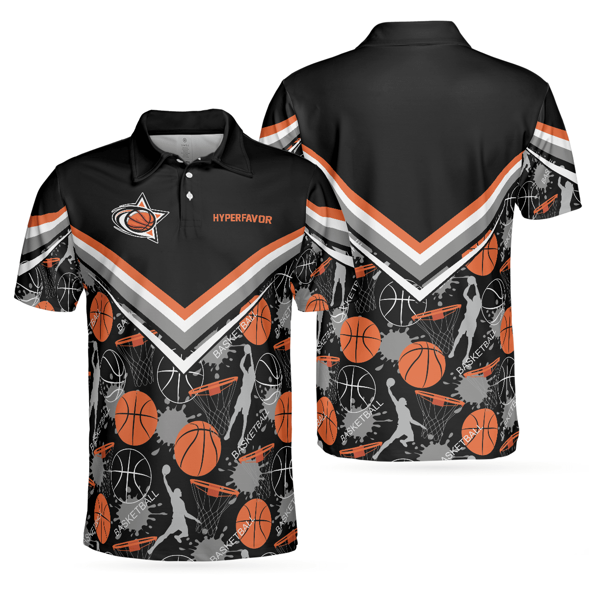 Basketball Men Polo Shirt, Basketball Pattern Polo Shirt, Black Basketball Polo Style Shirt - Gift For Basketball Lovers, Basketball Gift - Amzanimalsgift