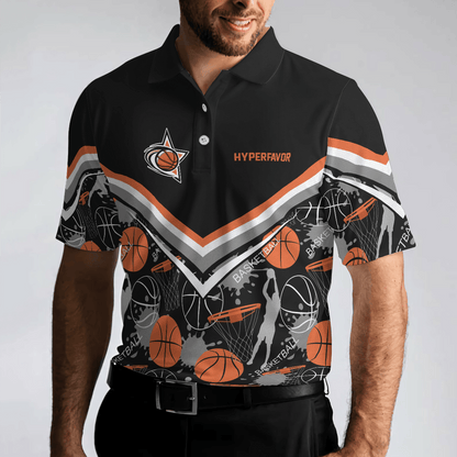 Basketball Men Polo Shirt, Basketball Pattern Polo Shirt, Black Basketball Polo Style Shirt - Gift For Basketball Lovers, Basketball Gift - Amzanimalsgift