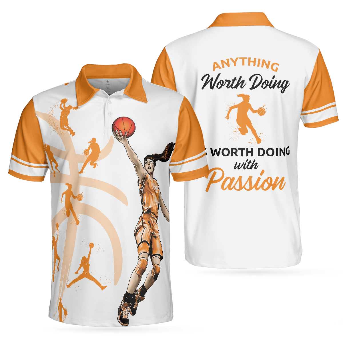 Basketball Men Polo Shirt, Basketball Player, Anything Worth Doing Is Worth Doing With Passion Basketball Polo Shirt - Gift For Men, Basketball Lovers - Amzanimalsgift