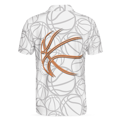 Basketball Men Polo Shirt, Basketball Player Polo Shirt, White Basketball Pattern Polo Shirt Design For Men, Basketball Players, Basketball Lovers - Amzanimalsgift