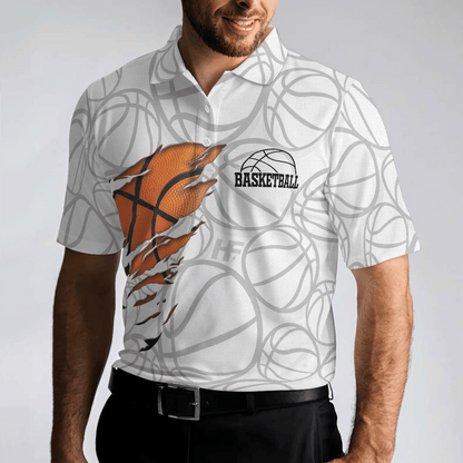 Basketball Men Polo Shirt, Basketball Player Polo Shirt, White Basketball Pattern Polo Shirt Design For Men, Basketball Players, Basketball Lovers - Amzanimalsgift