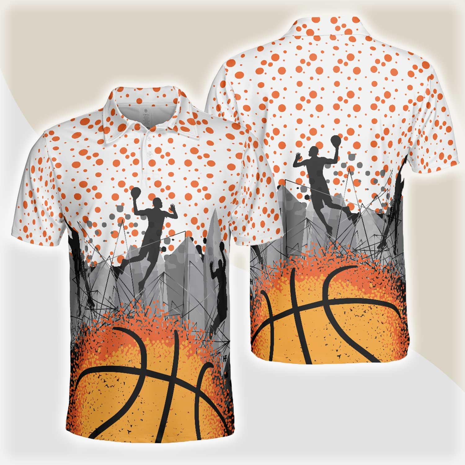 Basketball Men Polo Shirt, Sporty Pattern Polo Shirt, Best Basketball Themed Polo Style Shirt For Adults - Gift Idea For Men, Basketball Lovers - Amzanimalsgift