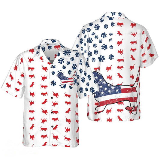 Basset Hound Aloha Hawaiian Shirts For Summer, Basset American Flag Hawaiian Shirt For Men Women, 4th of July Gift For Dog Lovers, Independence Day - Amzanimalsgift