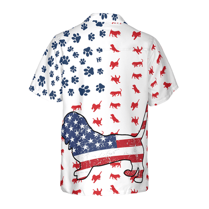 Basset Hound Hawaiian Shirt, Basset Hound American Flag Aloha Shirt For Men - Perfect Gift For Basset Hound Lover, Husband, Boyfriend, Friend, Family - Amzanimalsgift