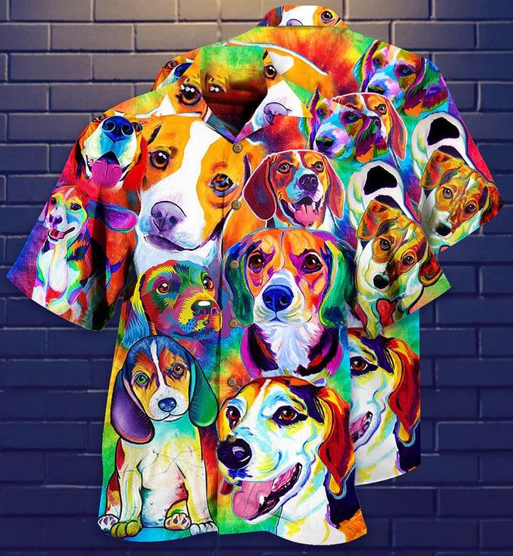 Beagle Aloha Hawaii Shirt - Dogs Painting Beautiful Hawaiian Shirt For Summer - Perfect Gift For Dog Lovers, Friend, Family - Amzanimalsgift