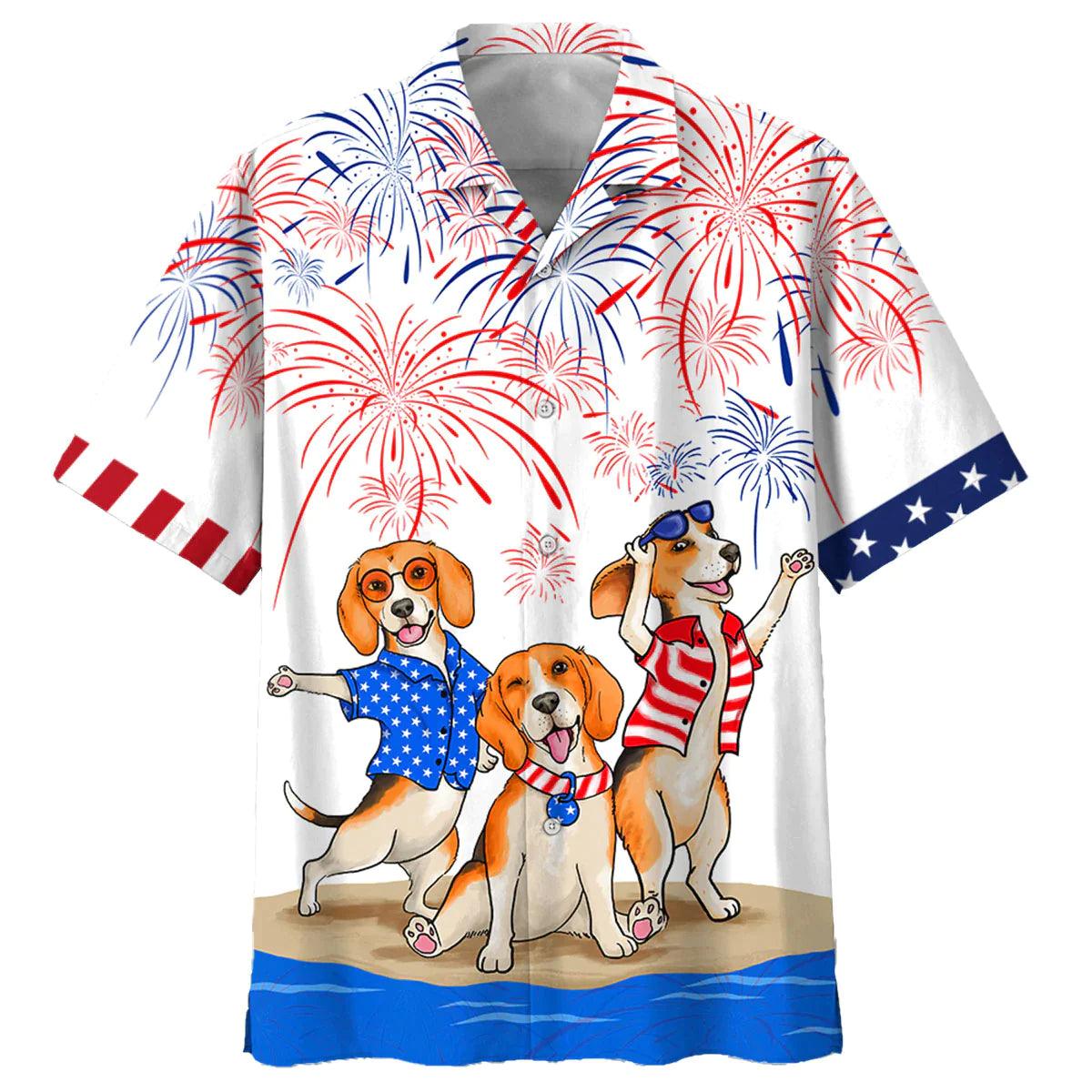 Beagle Aloha Hawaiian Shirts For Summer, Independence Day Happy 4th Of July Hawaiian Shirt For Men Women, Freedom Gift For Dog Lovers, Friend, Patriot - Amzanimalsgift