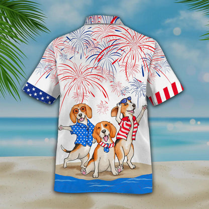 Beagle Aloha Hawaiian Shirts For Summer, Independence Day Happy 4th Of July Hawaiian Shirt For Men Women, Freedom Gift For Dog Lovers, Friend, Patriot - Amzanimalsgift